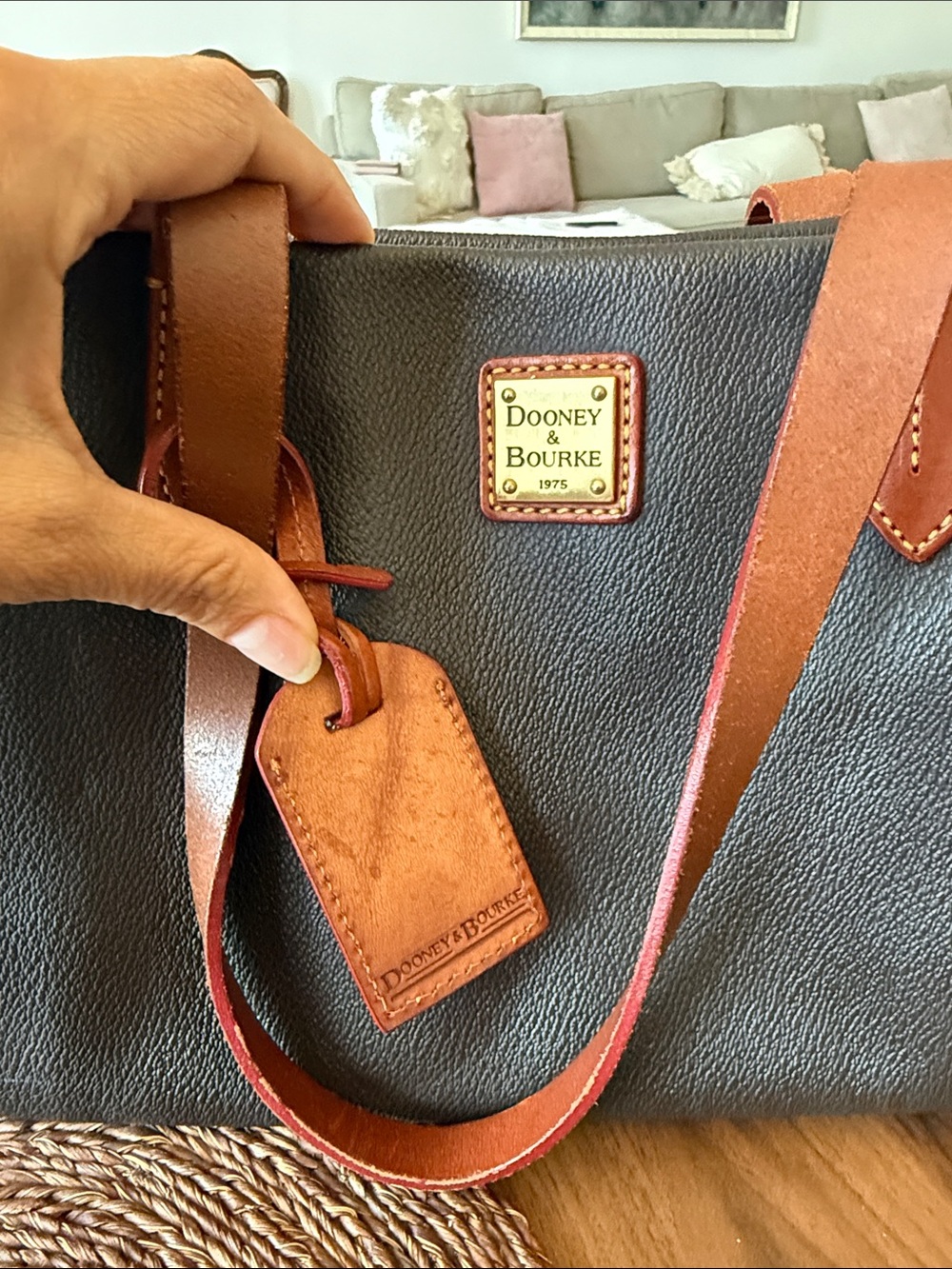 Dooney & Bourke Dark Brown with Leather-Trim Medium Tote Bag - Picture 2 of 7